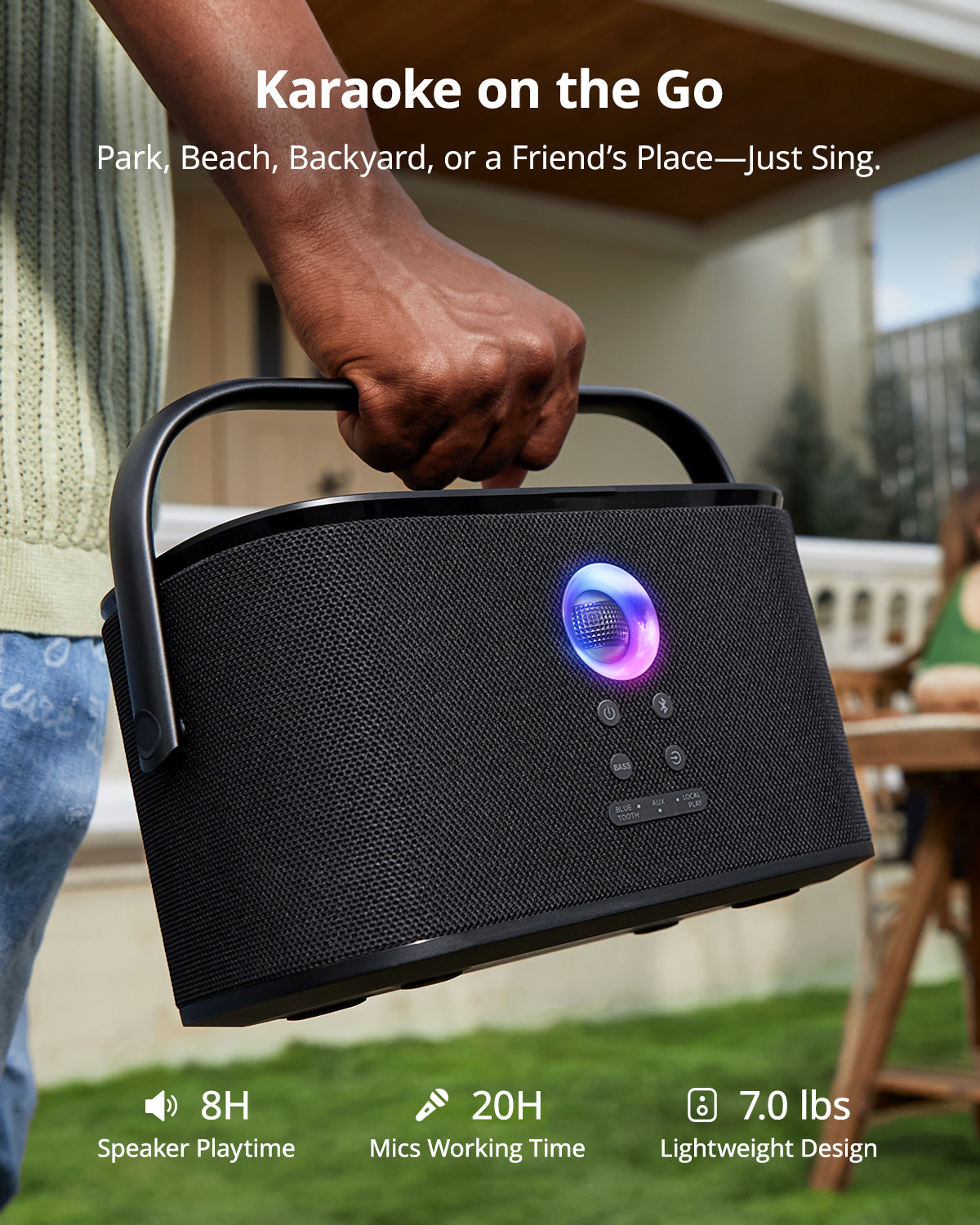 Ikarao Karaoke Machine with Lyrics Display Screen for Adults,Professional Karaoke System with 2 Wireless Mics for TV Home Outdoor Party
